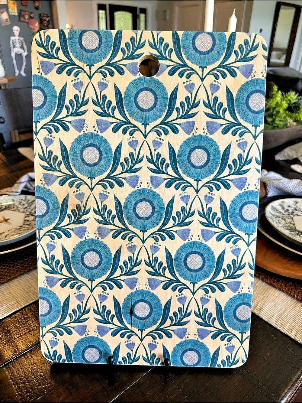 Deny Designs Floral Blue & Cream Kitchen Board